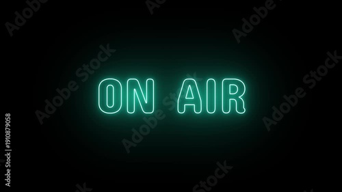 Animated Neon on Air Sign Glowing on Dark Background