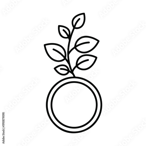 Sprout plant icon in circle symbolizing eco friendly growth and sustainable nature development