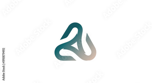 Modern minimalist abstract logo featuring a rounded triangular shape composed of three interlaced, flowing loops. The design showcases a sophisticated color gradient transitioning.