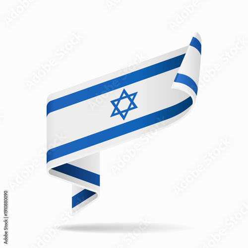 Israeli flag ribbon icon for patriotic, cultural, or national-themed designs. Vector illustration.