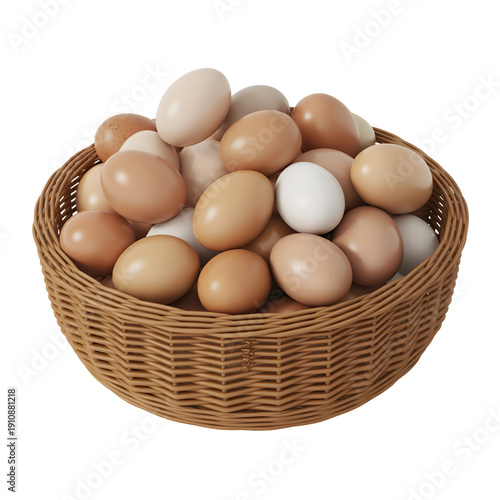 Wallpaper Mural A woven basket overflowing with assorted eggs on transparent background Torontodigital.ca
