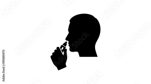 Man using nose hair trimmer silhouette. Personal grooming and hygiene icon