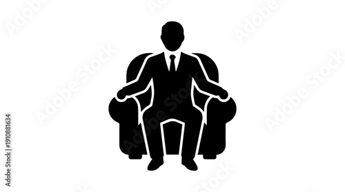 Businessman sitting in armchair silhouette. Boss or executive leader concept. Vector illustration