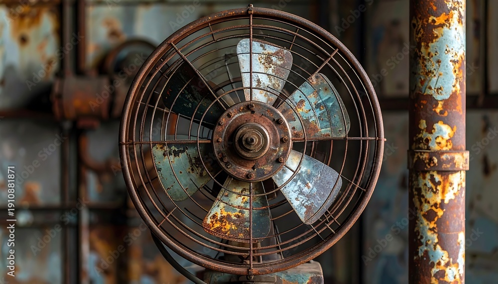 Obraz premium Old rusty industrial fan close-up.