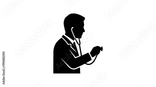 Doctor with stethoscope silhouette. Healthcare and medical professional concept. Minimalist vector illustration isolated on white background