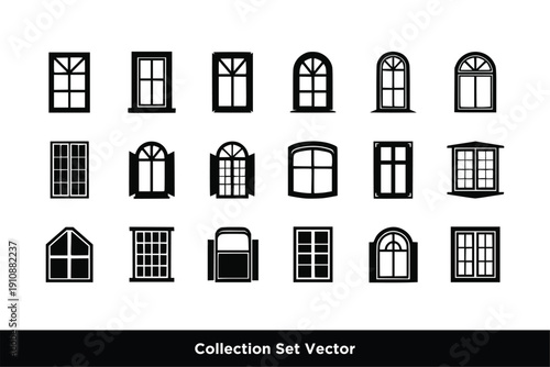 Architectural Window Frame Style and House Design Icons
