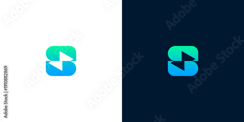 Abstract 'S' logo with vibrant gradient of green and blue, suggesting forward motion and innovation