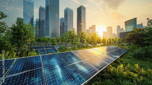 Urban solar panels landscape