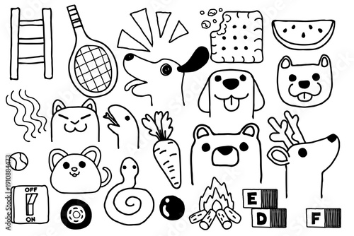 Vector images Hand Drawn Different Doodles