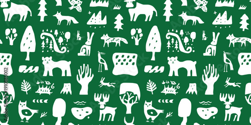 forest animals seamless vector background graphic illustration
