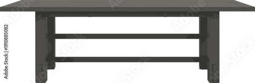 Industrial workbench table illustration, heavy duty workshop furniture vector, metal utility bench design, garage equipment icon, minimal tool station artwork