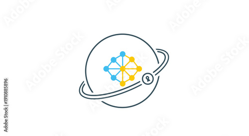 Saturn Planet with Colorful Rings.