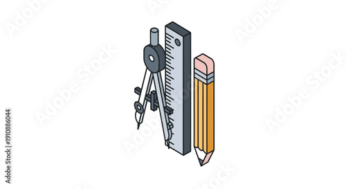Ruler Compass Pencil Stationery Office Tools.