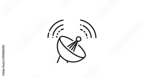 Satellite Dish Receiving Signal Illustration.