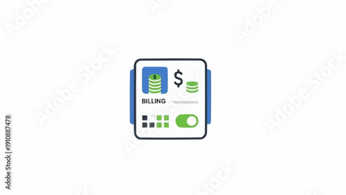 Digital bill payment on screen.