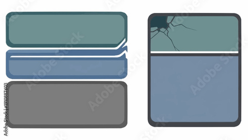 Cracked smartphone screen closeup.