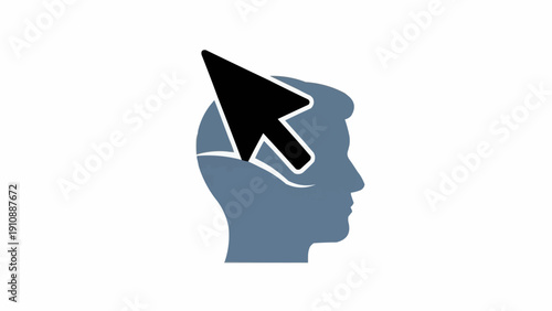 Cursor Clicking on Human Head.