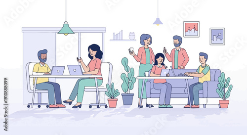 People collaborating in a modern office setting