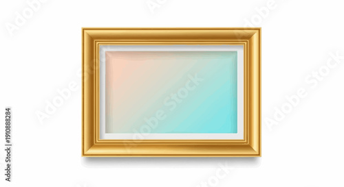 Ornate golden frame with a soft gradient of pink to turquoise inside