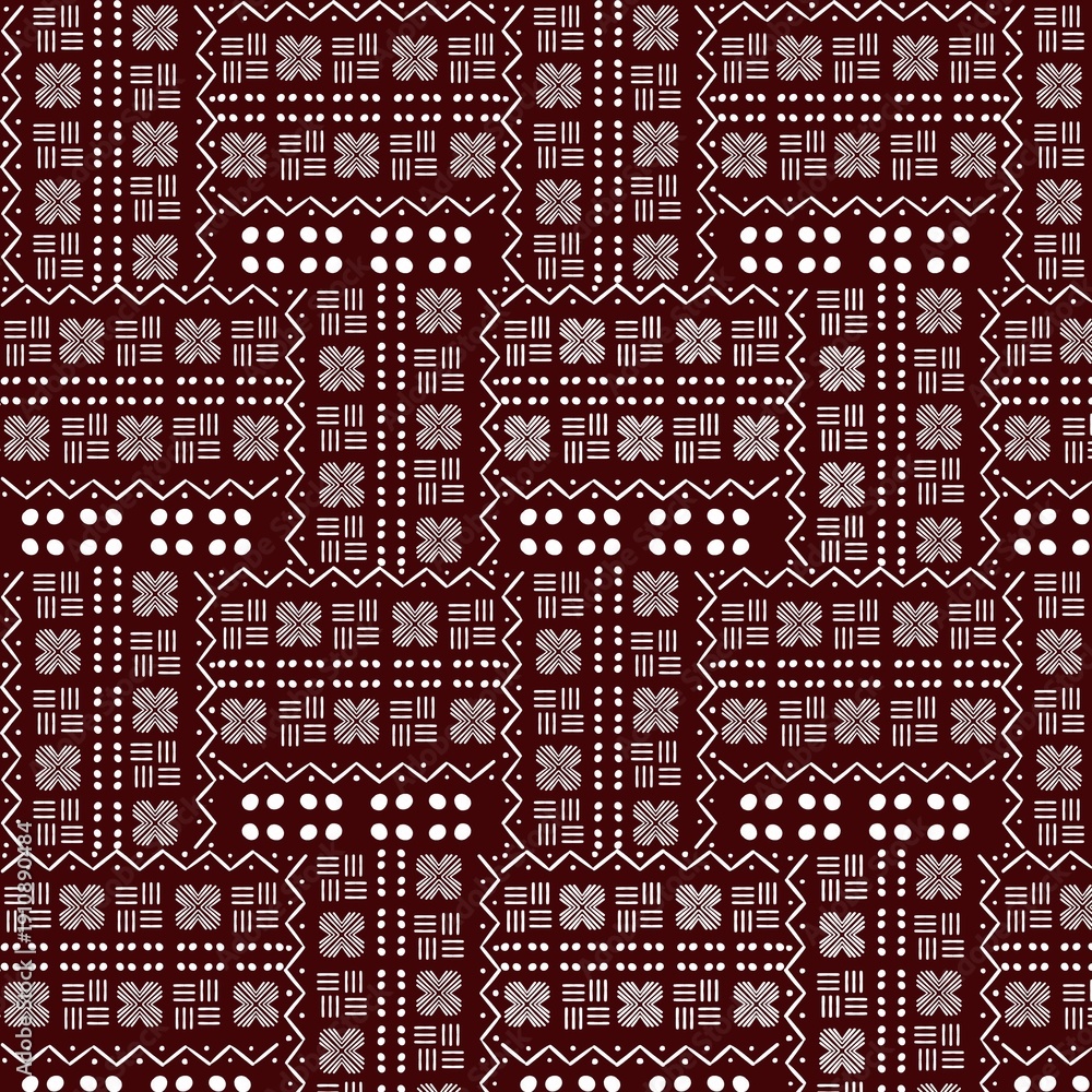 Fototapeta premium American fabric features a ikat inspired pattern in bold red and white tones, black background set fabric a deep for strong fabric and visual depth. Inspired by expressive painting techniques, the d