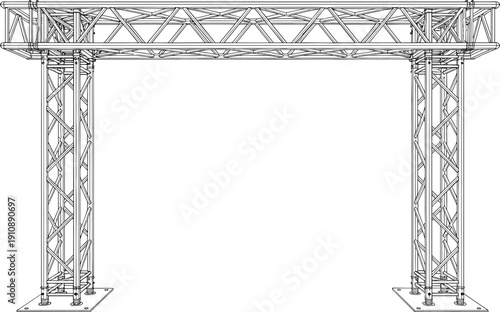 Stage truss construction vector illustration metal framework support structure isolated design element equipment rigging