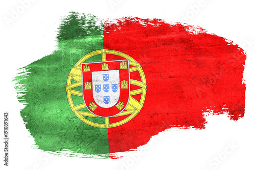 Portugal flag grunge paint brush stroke art