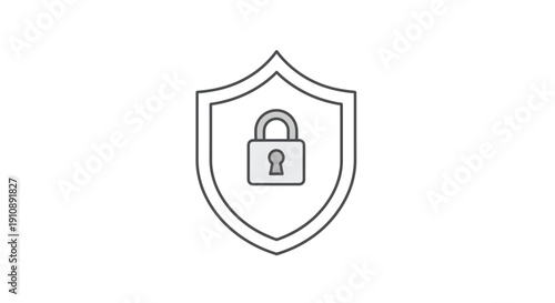 Shield with Lock Security Protection Icon.