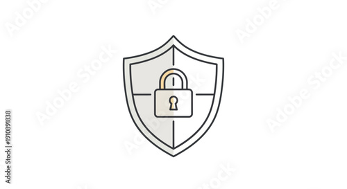 Shield with Lock Security Protection Icon.
