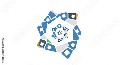 SIM cards arranged in a circular pattern.