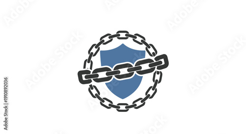 Shield with chain security symbol icon.