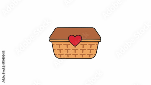 Wicker Basket with Heart Shaped Latch.