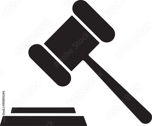 Legal Gavel and Sound Block Icon Law Justice and Auction Vector Silhouette