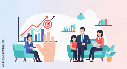 People analyzing business growth charts and achieving goals