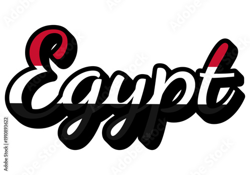 Egypt Travel Sticker. Country Name Vector Text Design with Flag Colors