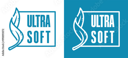 Stylish ultra soft logo with elegant feather line art. Modern minimal concept perfect for beauty, hygiene, spa, textile and premium product branding.