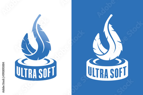 Elegant ultra soft logo with feather and water drop concept. Perfect for skincare, detergent, baby care, hygiene and premium gentle product branding.