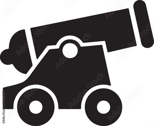 Antique Cannon Silhouette Icon Vintage Artillery Vector Illustration for Historical and Military Design