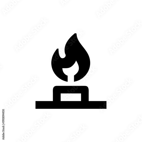 Vector illustration of a burning gas stove featuring a blue fire flame icon and light symbol design for a modern art sign