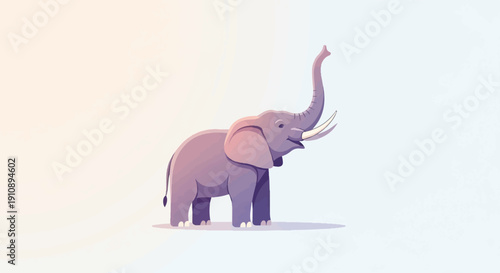 Pixelated elephant with trunk raised against a soft, gradient background