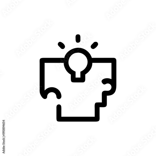 business vector illustration featuring a human head icon with a key in a keyhole symbol to represent a jigsaw puzzle piece concept for an internet technology idea