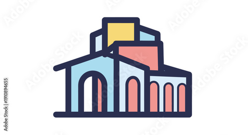 Simple Church Building Icon Illustration Design.