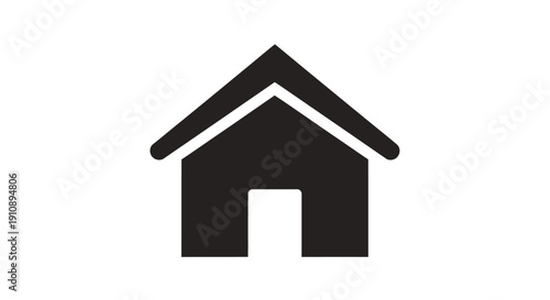 Simple Black House Icon on White.