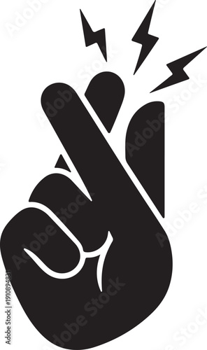 Snapping Fingers Silhouette with Lightning Bolts Instant Idea Concept and Energy Vector Icon