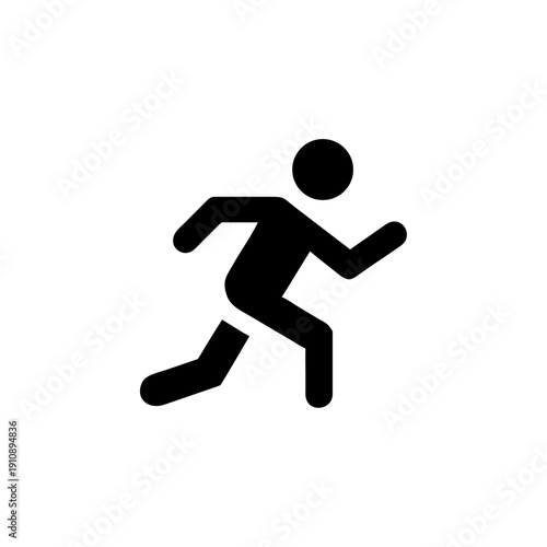 A black vector illustration shows a silhouette of a running man athlete in a sprint competition, representing fitness, sport, and the fast-paced motion of a professional runner or business person