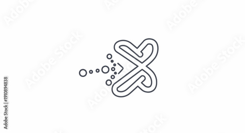 Simple Black Line Art Butterfly Design Element.