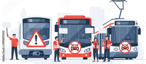 People protest public transport with signs and warnings