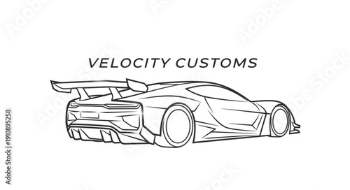 Velocity Customs Sports Car Line Art.