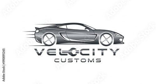 Velocity Customs Sports Car Logo Design.