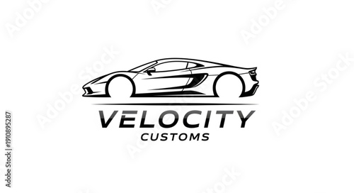 Velocity Customs Sports Car Logo Design.