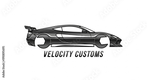 Velocity Customs Car Logo Design.